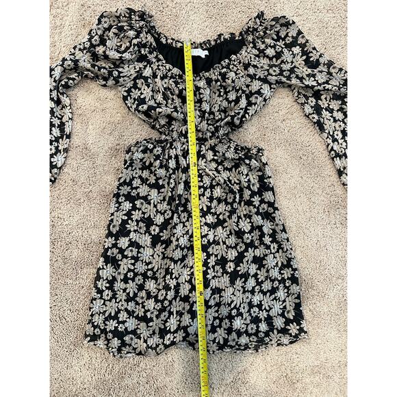 ASTR the Label Off Shoulder Sexy Cutout Ruffle Daisy Floral Mini Dress Lined Med - Picture 7 of 7